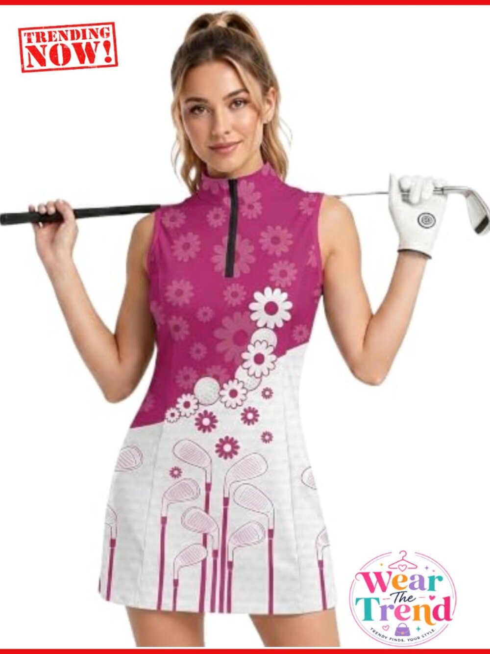 Women's Golf Dress Built in Shorts Pockets Sleeveless Quarter Zip